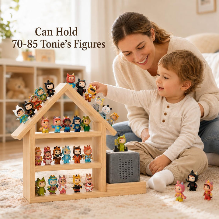 Regal für Tonie, Grosse Magnetische Holz Schweberegale für Toniebox 1 & 2, Holz Wand Regal für 70-85