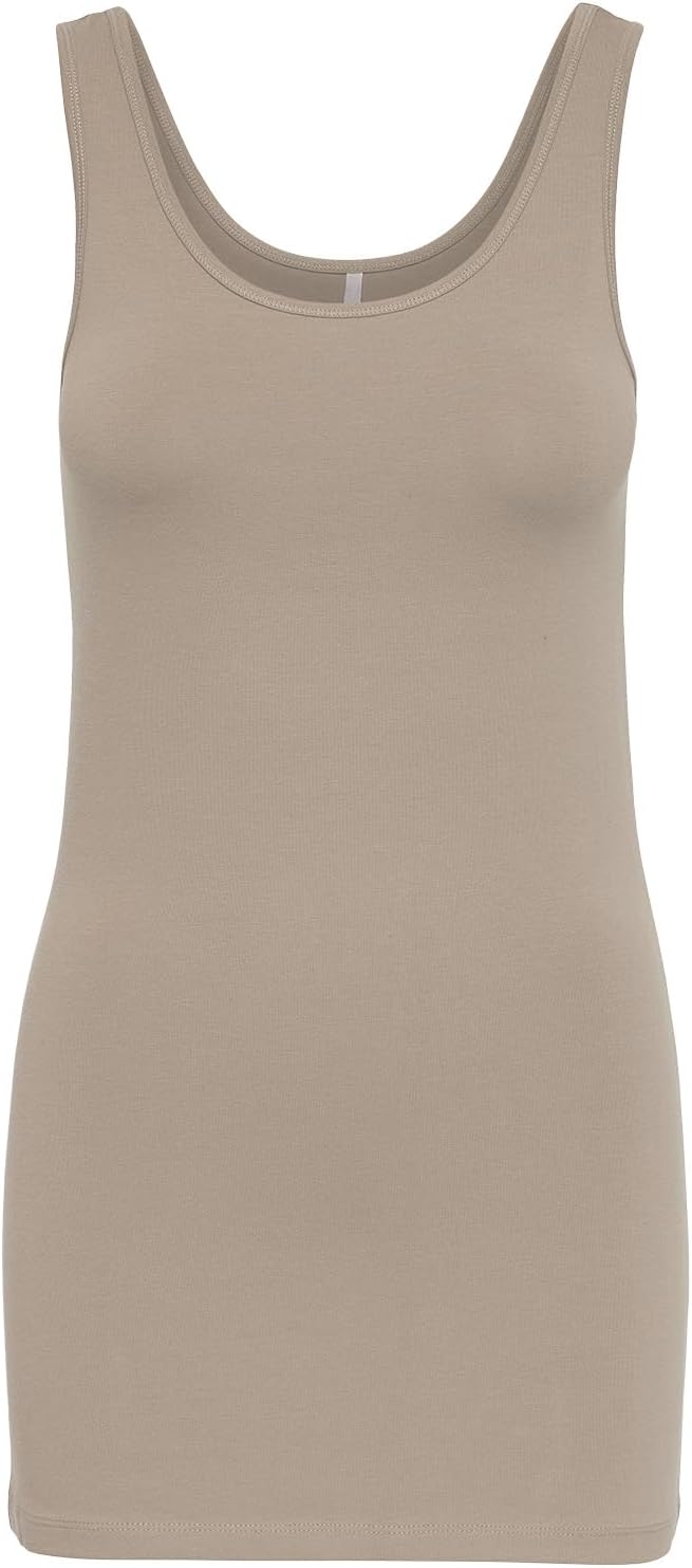 ONLY 3er Pack Damen Oberteile Basic Tank Tops weiss, schwarz, grau, blau, Creme Frauen Shirt lang So
