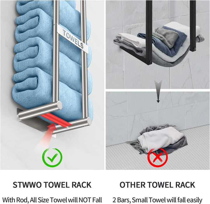 STWWO Handtuchaufbewahrung für kleines Badezimmer, 55,9 cm, Handtuchhalter für Badezimmer, kann 4 gr
