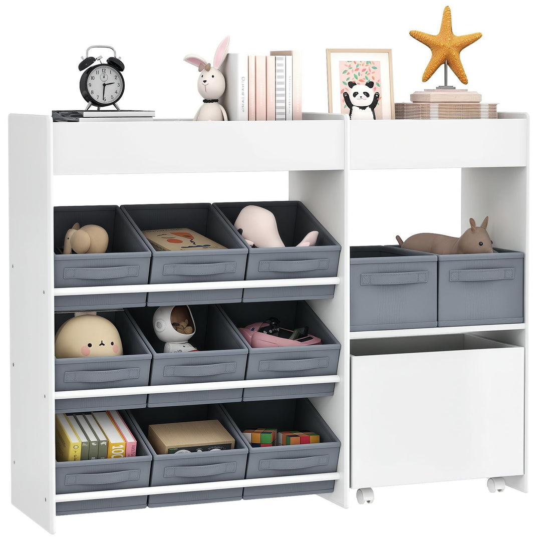 AIYAPLAY Kinderregal mit 11 Aufbewahrungsboxen Bücherregal für Kinder Spielzeug-Organizer Kinderzimm