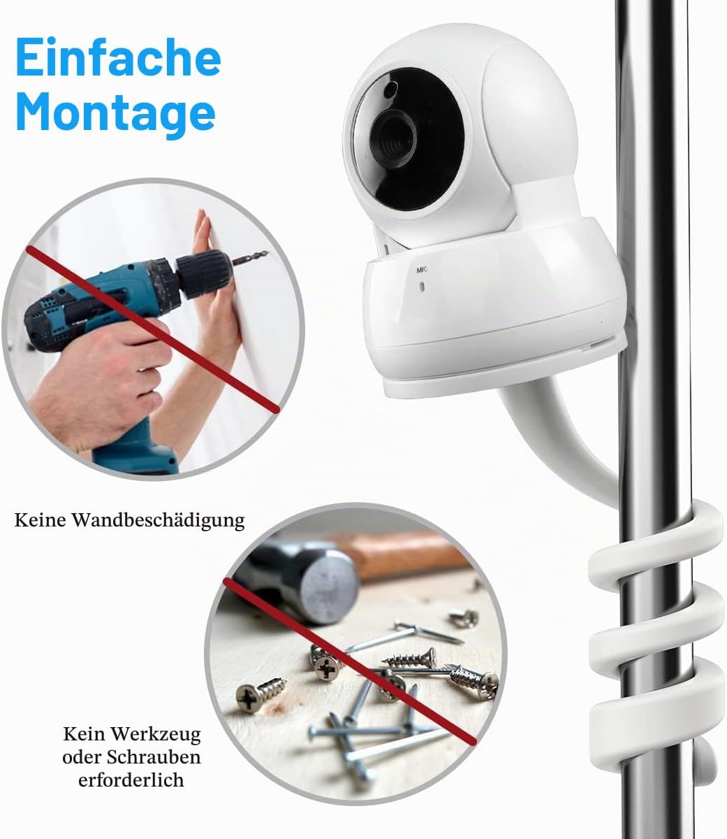 HOLACA Flexible Drehhalterung kompatibel mit VTech VM923/924 Babyphone ohne Werkzeug oder Wandbeschä