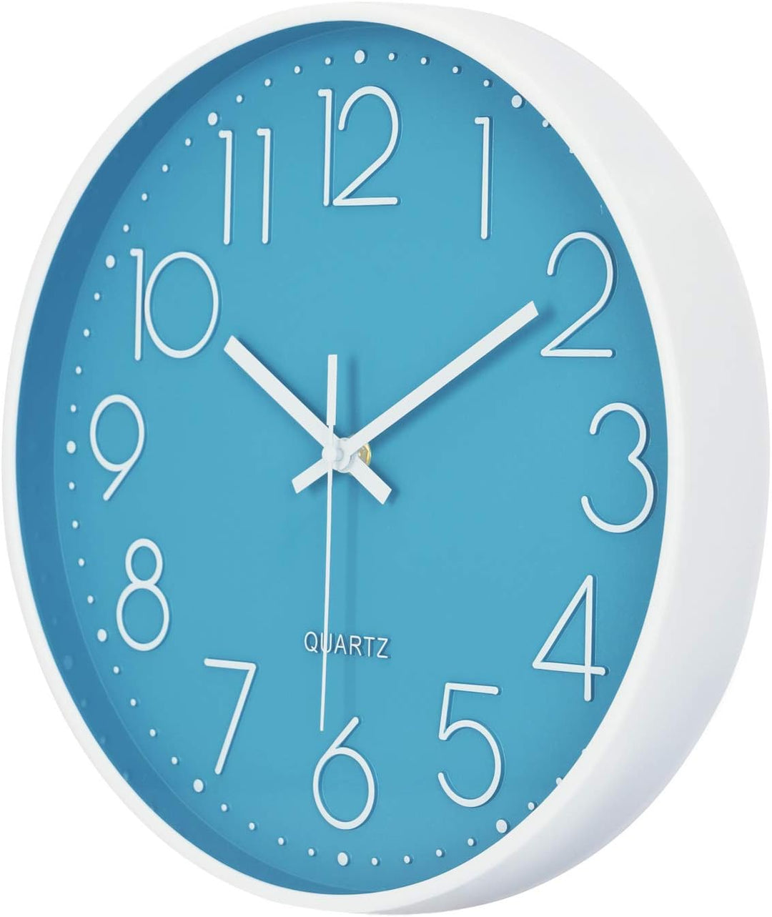 Lafocuse Blau Modern Wanduhr Lautlos 30cm, 3D Ziffern Ohne Tickgeräusche, Quartz Wanduhr Analog Leic