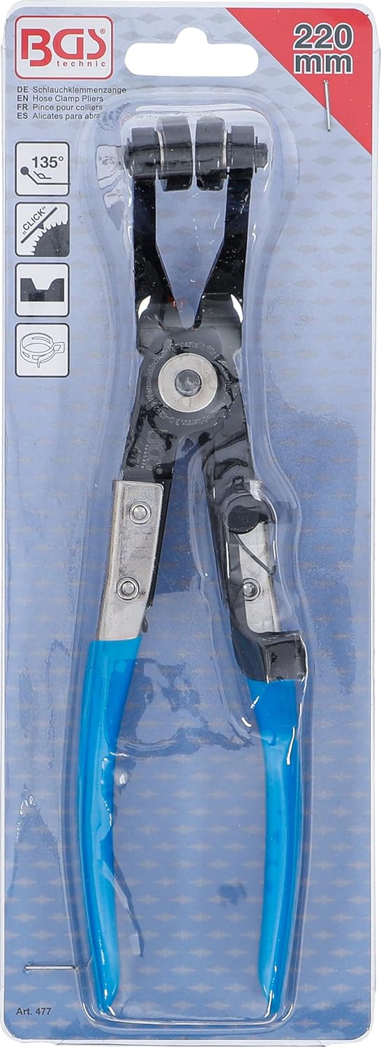 BGS 477 | Schlauchklemmenzange | abgewinkelt | mit Ratschenfunktion | 220 mm 220 mm | abgewinkelt, 2