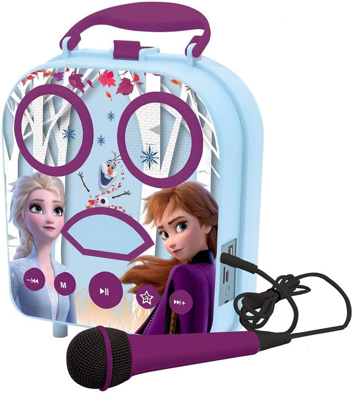 Lexibook BTC050FZ Frozen 2, Anna & ELSA, Mein geheimes tragbares Lautsprecher mit Mikrofon, Karaoke-