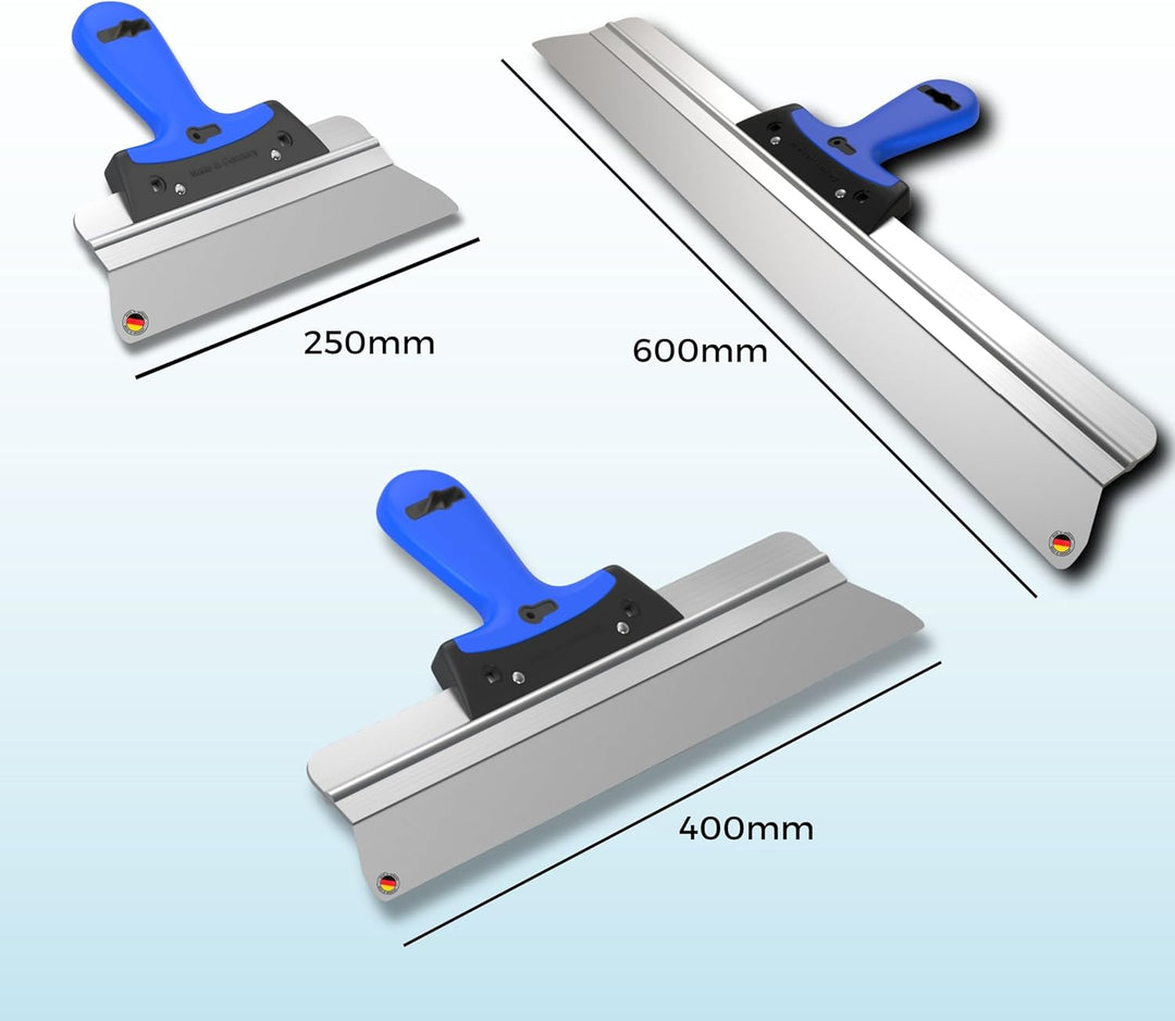 Made in Germany hochwertiges Flächenspachtel Set 25cm,40cm, 60cm zum Spachteln, Verputzen und Tapete