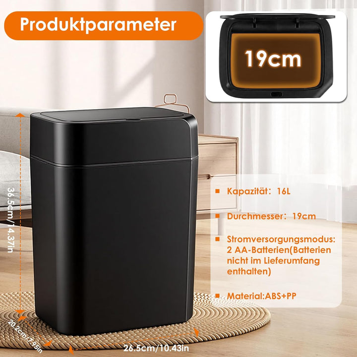 16L Mülleimer mit Sensor, Automatik Touchless Mülleimer mit Hand und Knie Sensor, Schnelle Reaktion,