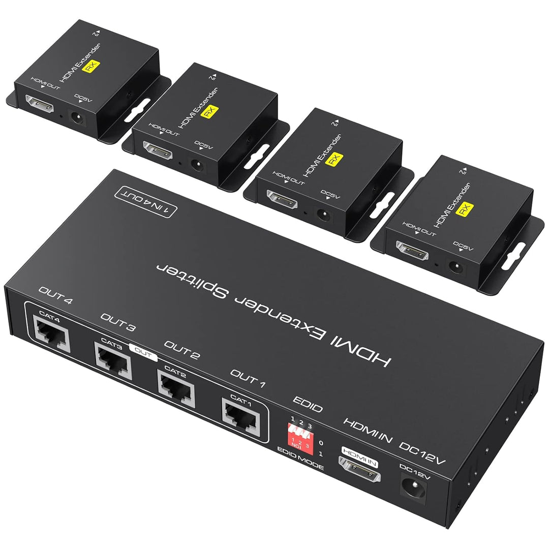 VPFET HDMI Extender Splitter über Cat5e 6 165ft 1 In 4 Out Übertragung Balun Ethernet Unterstützt 10
