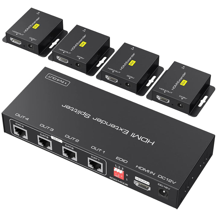 VPFET HDMI Extender Splitter über Cat5e 6 165ft 1 In 4 Out Übertragung Balun Ethernet Unterstützt 10