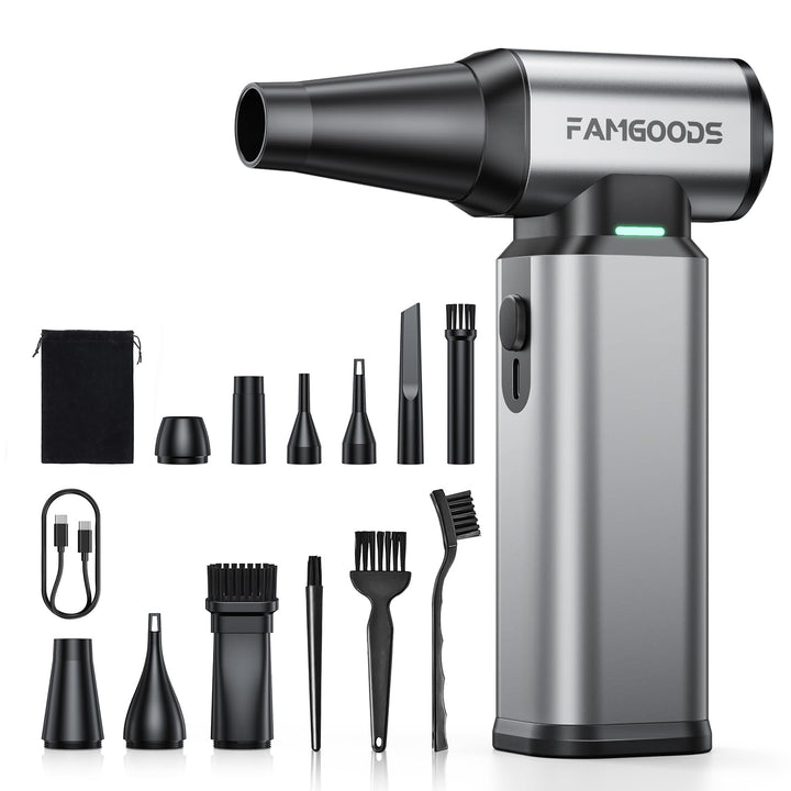 Famgoods Elektrische Staubgebläse, 180000 U/min Air Duster, 7500mAh Akku Druckluft Compressor, 3-Gan