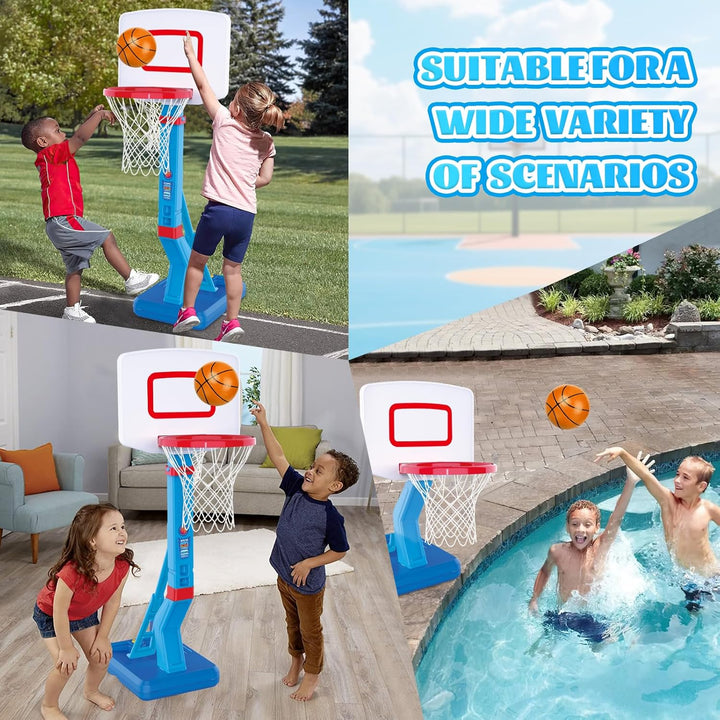 Basketballkorb für Kinder Spielzeug, Indoor Outdoor Pool Basketballkorb, 5-Fach Höhenverstellbarer 7