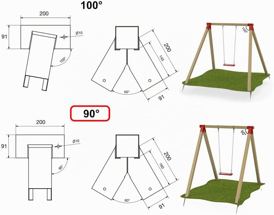 TRIBECCO Bausatz zum BAU Einer Spielplatzschaukel, Gartenschaukel, Kinderschaukel | Hergestellt in d