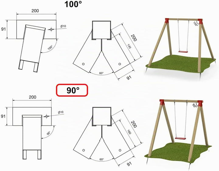 TRIBECCO Bausatz zum BAU Einer Spielplatzschaukel, Gartenschaukel, Kinderschaukel | Hergestellt in d