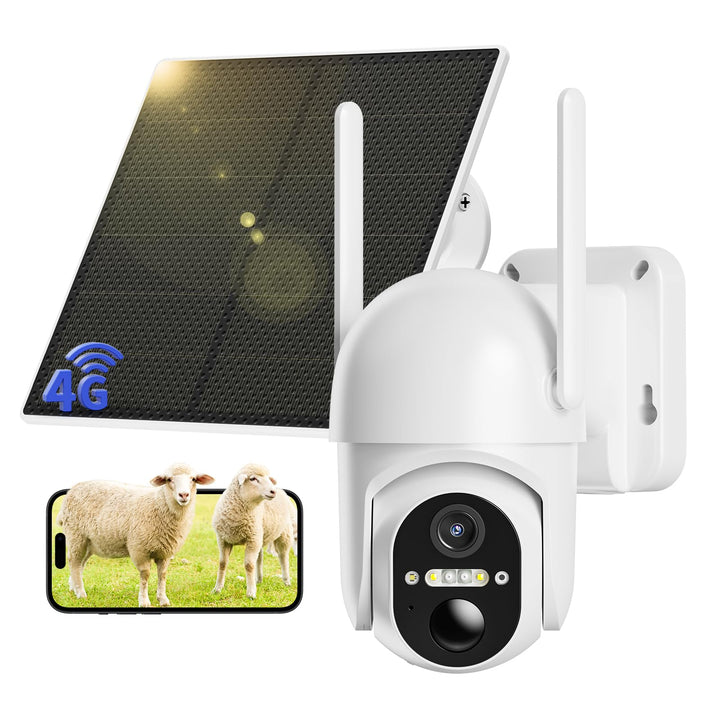 4G LTE Überwachungskamera Aussen Akku mit SIM Karte, 2K Kabellos Solar PTZ Kamera Ohne WLAN Outdoor,