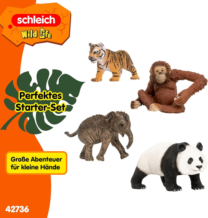 schleich WILD Life | Dschungel Starterset Asien 42736 mit Elefant, Panda, Tiger und AFFE mit bewegli