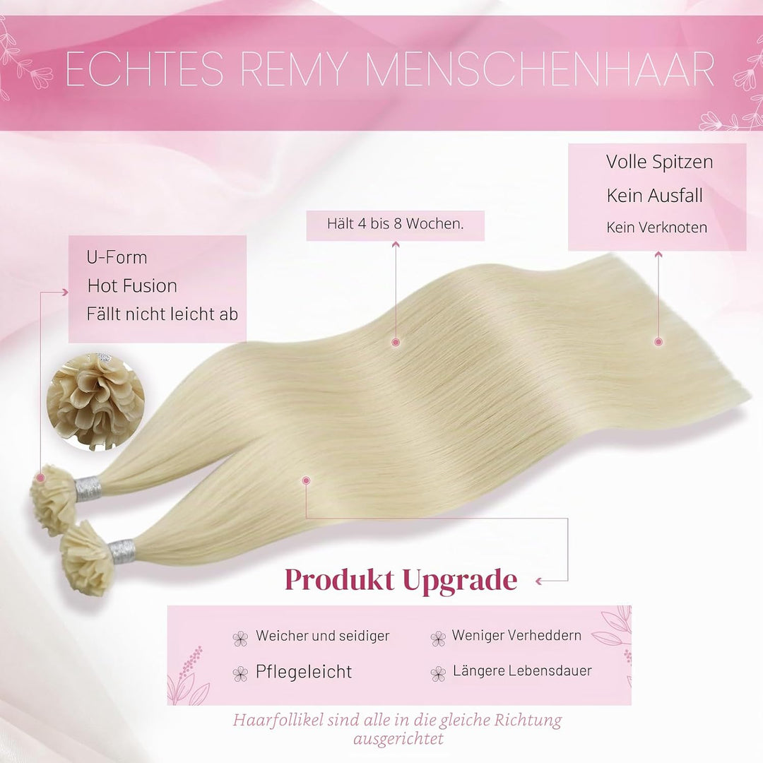 Moresoo Bonding Extensions Echthaar Blond 35cm U Tip Extensions Echthaar Bondings Platinblond Für Tä