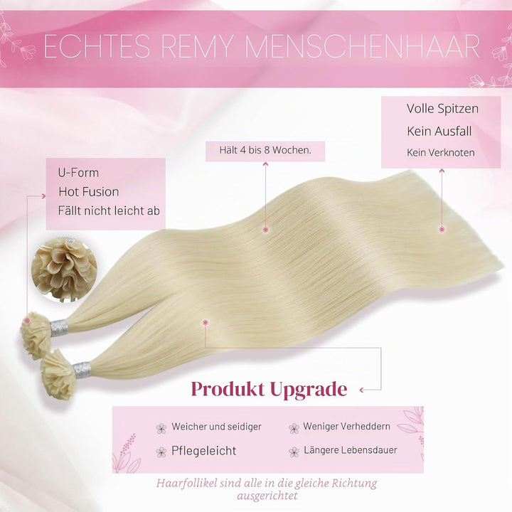 Moresoo Bonding Extensions Echthaar Blond 35cm U Tip Extensions Echthaar Bondings Platinblond Für Tä