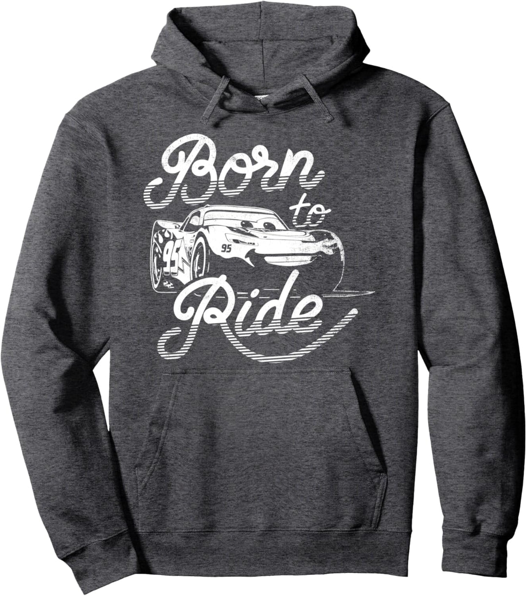 Disney Pixar Cars 2 Lightning McQueen Born To Ride Text Pullover Hoodie