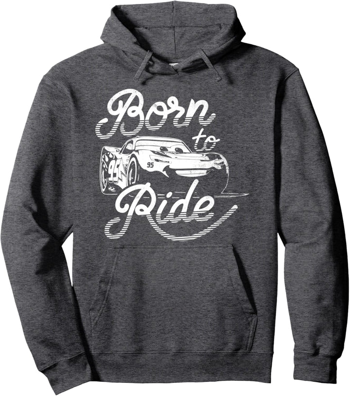 Disney Pixar Cars 2 Lightning McQueen Born To Ride Text Pullover Hoodie