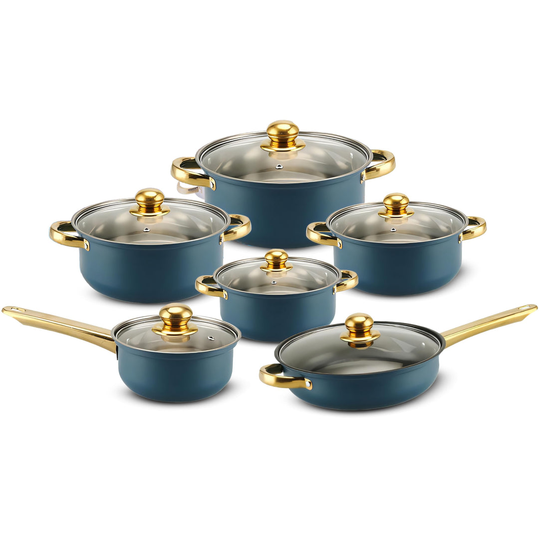 Retoo Topf und Pfannenset Induktion 12-teilig Kochtopf Set mit Glasdeckel, Topfset mit Kühlbleibende