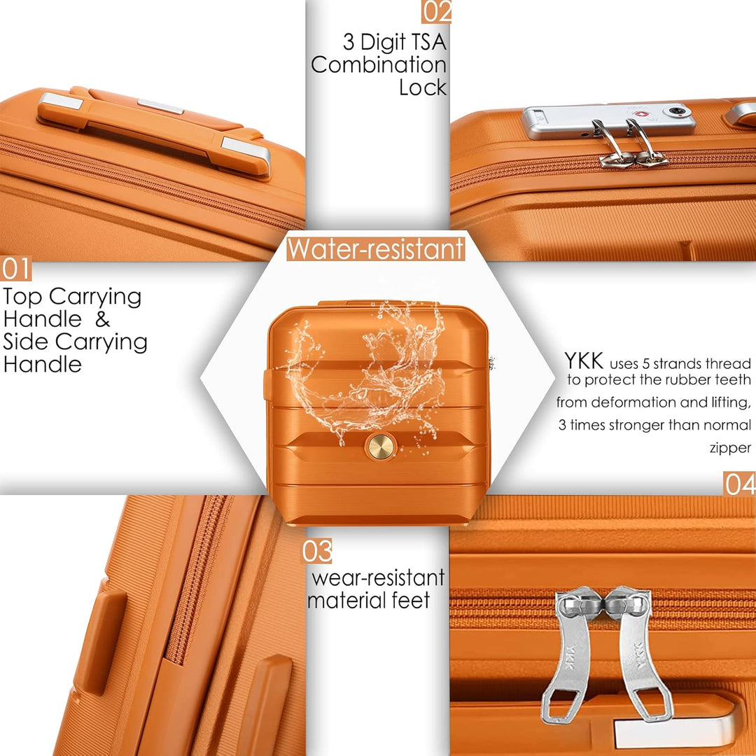 Sea choice Hartschalenkoffer Set 4 Teilig S/M/L/XL Rollkoffer Handgepäck 100% PP Reisekoffer mit 360