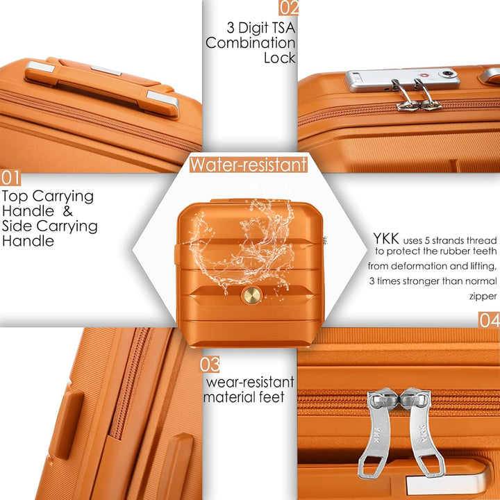 Sea choice Hartschalenkoffer Set 4 Teilig S/M/L/XL Rollkoffer Handgepäck 100% PP Reisekoffer mit 360