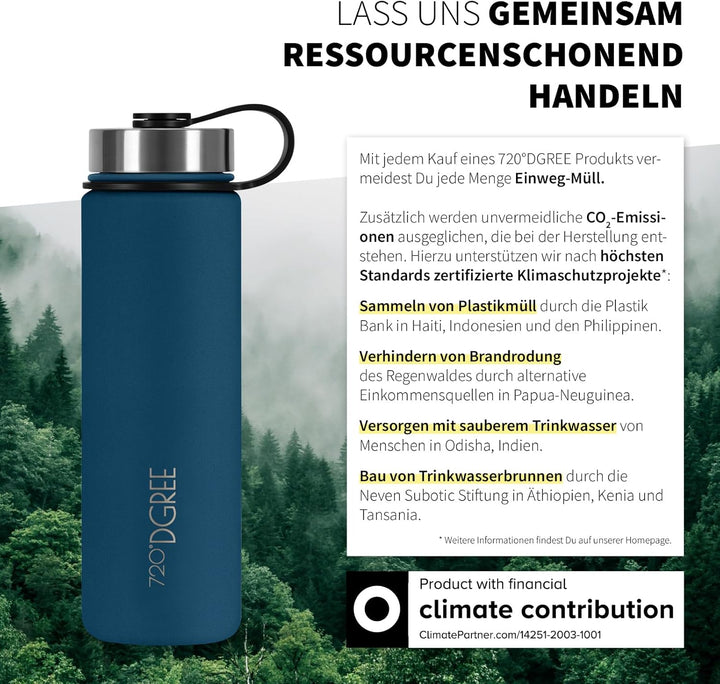 720°DGREE Edelstahl Trinkflasche 710ml “noLimit” - Auslaufsicher, Kohlensäure geeignet, BPA-Frei - T