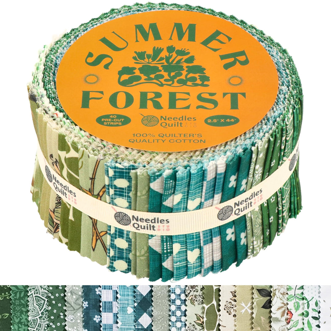 Needles Quilt Studio – 6,3 cm vorgeschnittenes 40 Stoffstreifen Bundle (Sommerwald) | Baumwollstreif