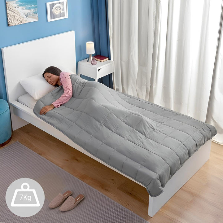 Gewichtsdecke 7kg in grau für erholsamen Schlaf | Therapie-Decke Erwachsene 120x180 cm flauschig | S