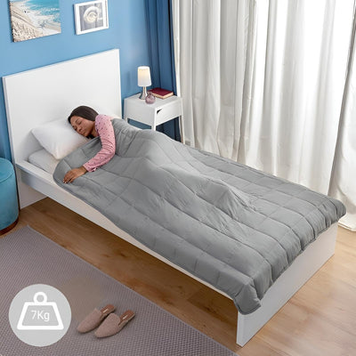 Gewichtsdecke 7kg in grau für erholsamen Schlaf | Therapie-Decke Erwachsene 120x180 cm flauschig | S