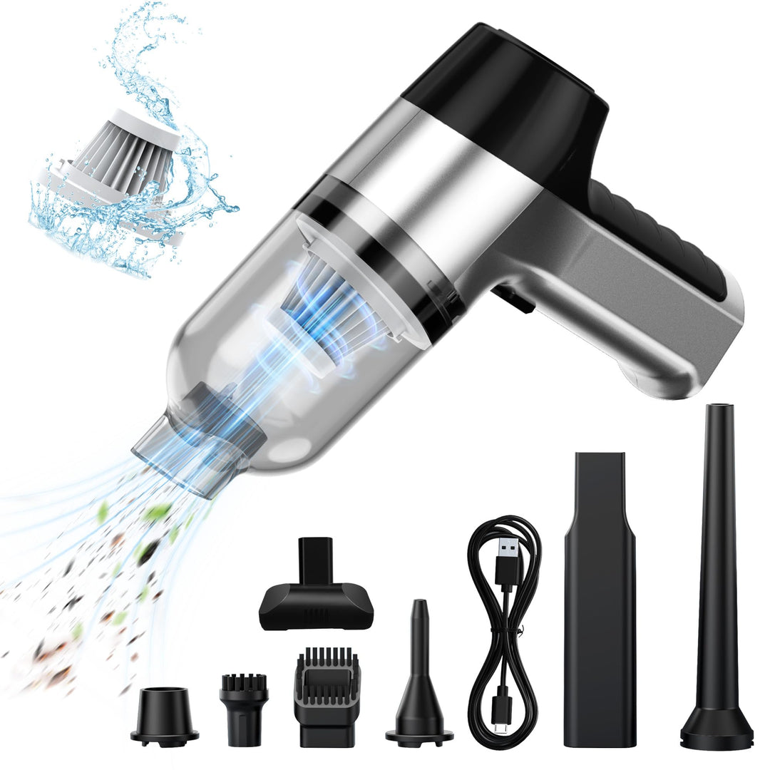 Mini-Handstaubsauger Akku Auto Handheld Kabelloser, 3 in 1 Druckluft Multifunktionale Brushless Moto
