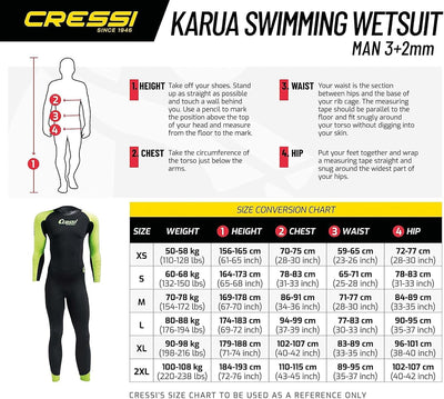 Cressi Karua Man Monopiece Swimsuit Multi Thickness 3/2 mm - Schwimmen Neoprenanzug, doppelt gefütte