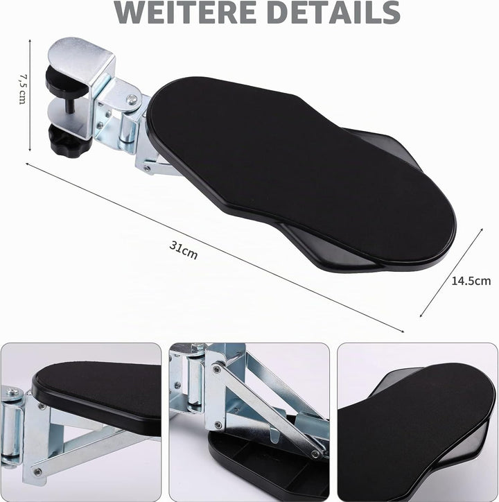 Ergonomische Armlehnenstütze Handgelenkauflage, 180° Drehbare Handgelenkstütze Armlehne, Verstellbar