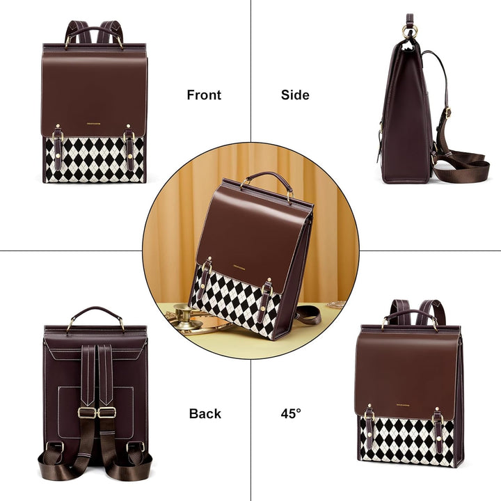 Cnolés Business Rucksack Damen Leder Eleganter Daypack Wasserdicht Damen-Rucksackhandtaschen Rücksac