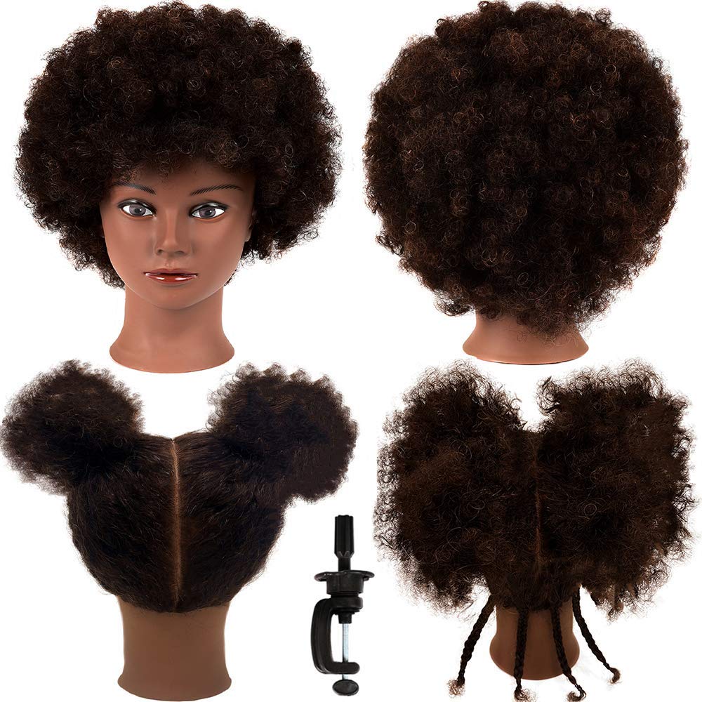 Morris Mannequin Head 100% Human Hair Training Head Afro Hair Manikin Head African American Training