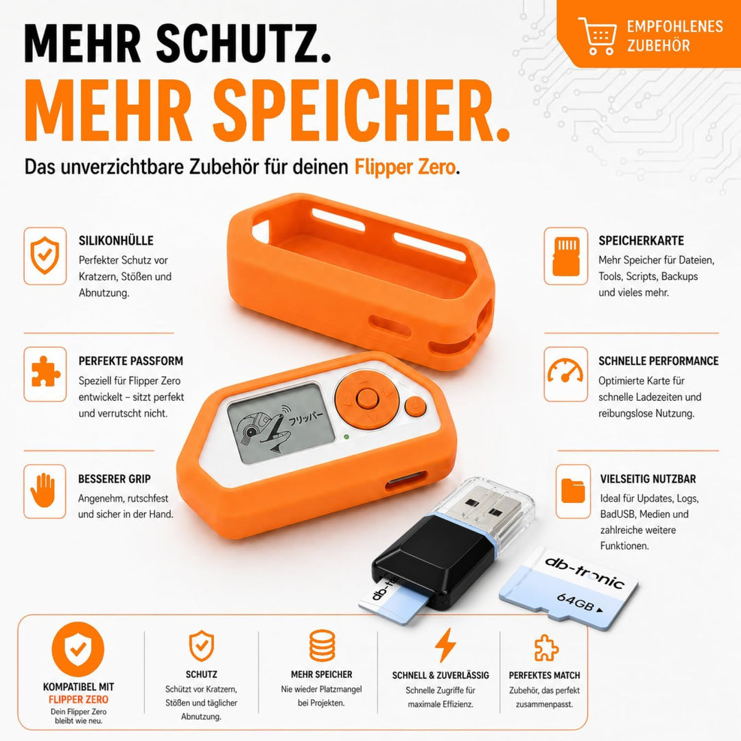 Flipper Zero Basic Set | Flipper Zero | Silikonhülle | USB-C Kabel | Anleitung