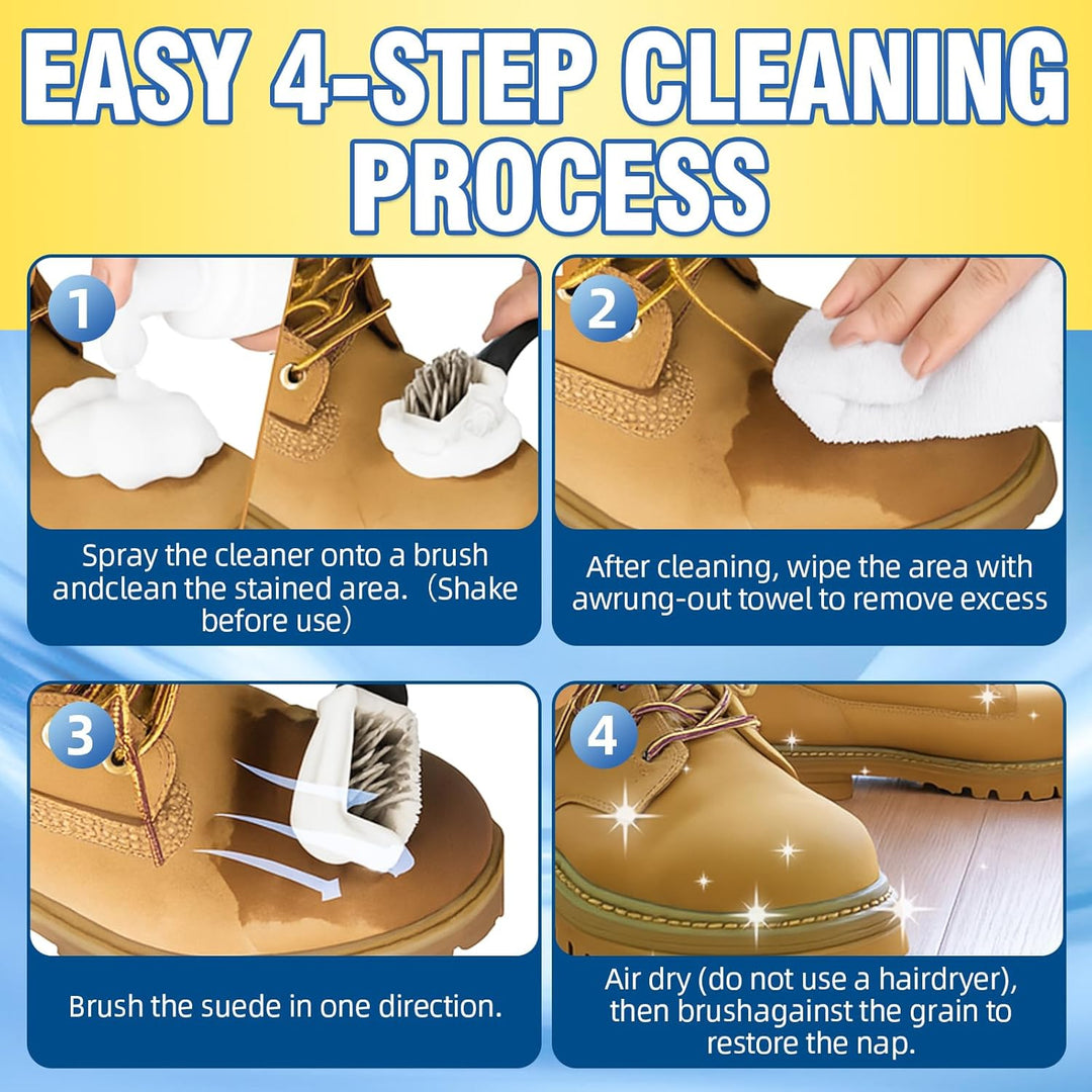 Wildleder Reiniger 200ml mit Bürste, Professioneller Nubuk Schuhreiniger, Sanfter Fleckenentferner f