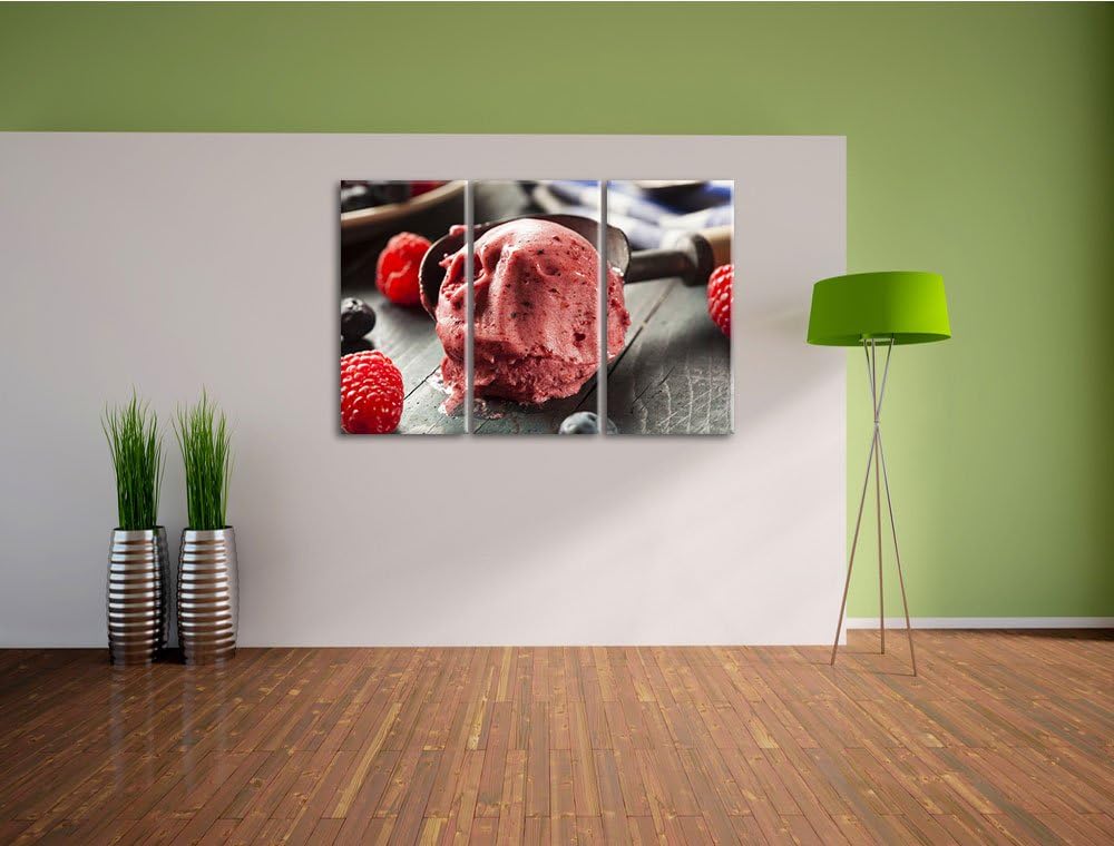 Köstliches Beeren Eis als 3-Teiler Leinwandbild 120x80 Bild auf Leinwand, XXL riesige Bilder fertig