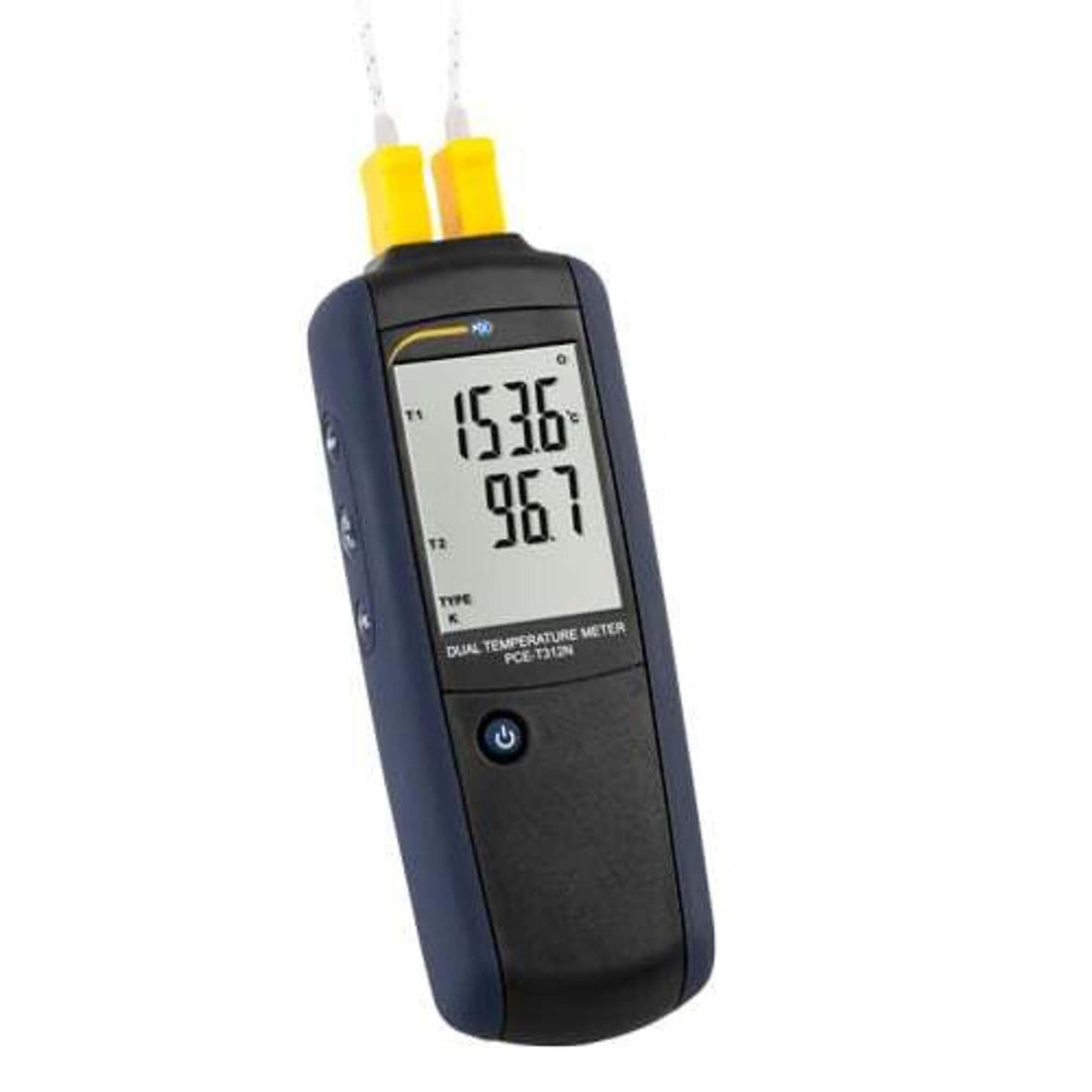 Temperaturmessgerät PCE-T312N Dual-Eingang grosser Temperaturbereich Abschaltautomatik für Thermoele