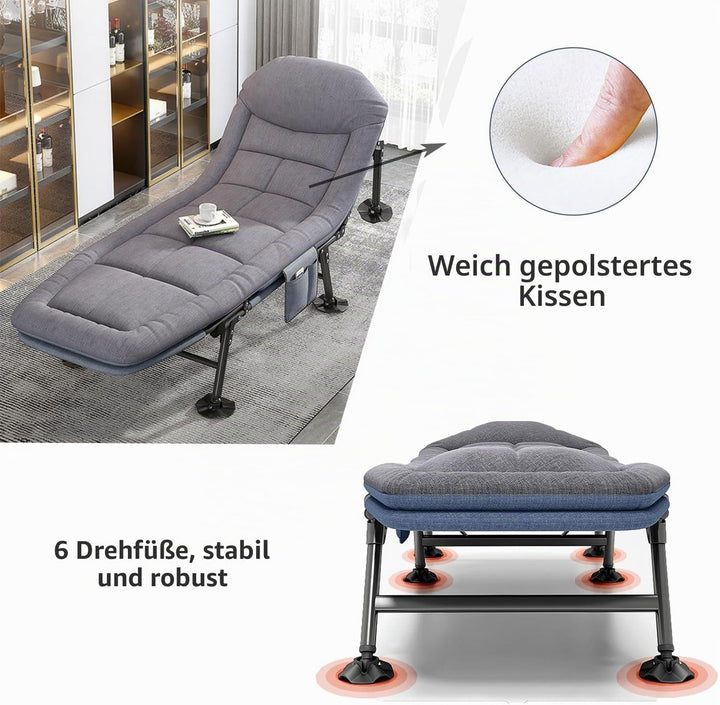 2 Stücke Sonnenliege/Gartenliege/Karpfenliege/Feldbett Klappbar Grosszügiges Campingliege 210x67x38c