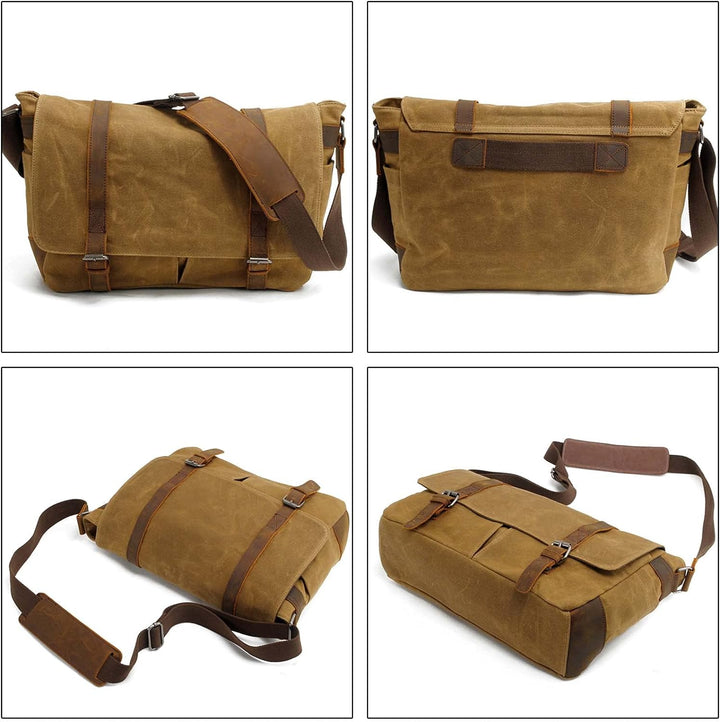 Neuleben Wasserdicht Kameratasche für DSLR Umhängetasche Vintage Gross Fototasche Canvas Leder Camer