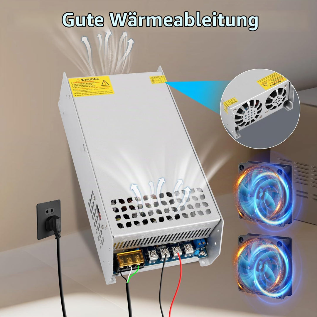 DC 12V 125A 1500W Netzteil Transformator Schalternetzteil 110V/220V AC auf DC 12Volt 125A Netzteil T