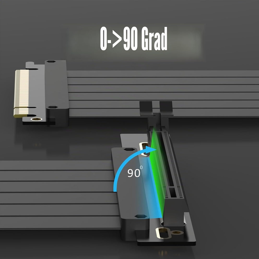 GLOTRENDS 200mm PCIe 3.0 X16 Riser Kabel, Buchse 90 Grad rechter Winkel, kompatibel mit Gen 3 GPUs,