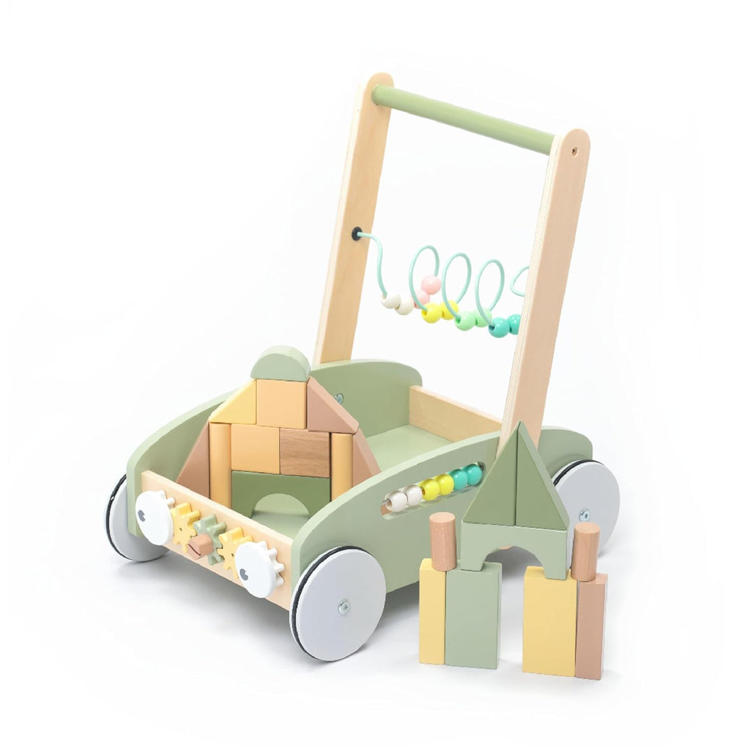 UMU® Holz 5-in-1 Lauflernwagen für Kleinkinder mit gummierten Rädern, Lauflernhilfe/Laufwagen für Ki