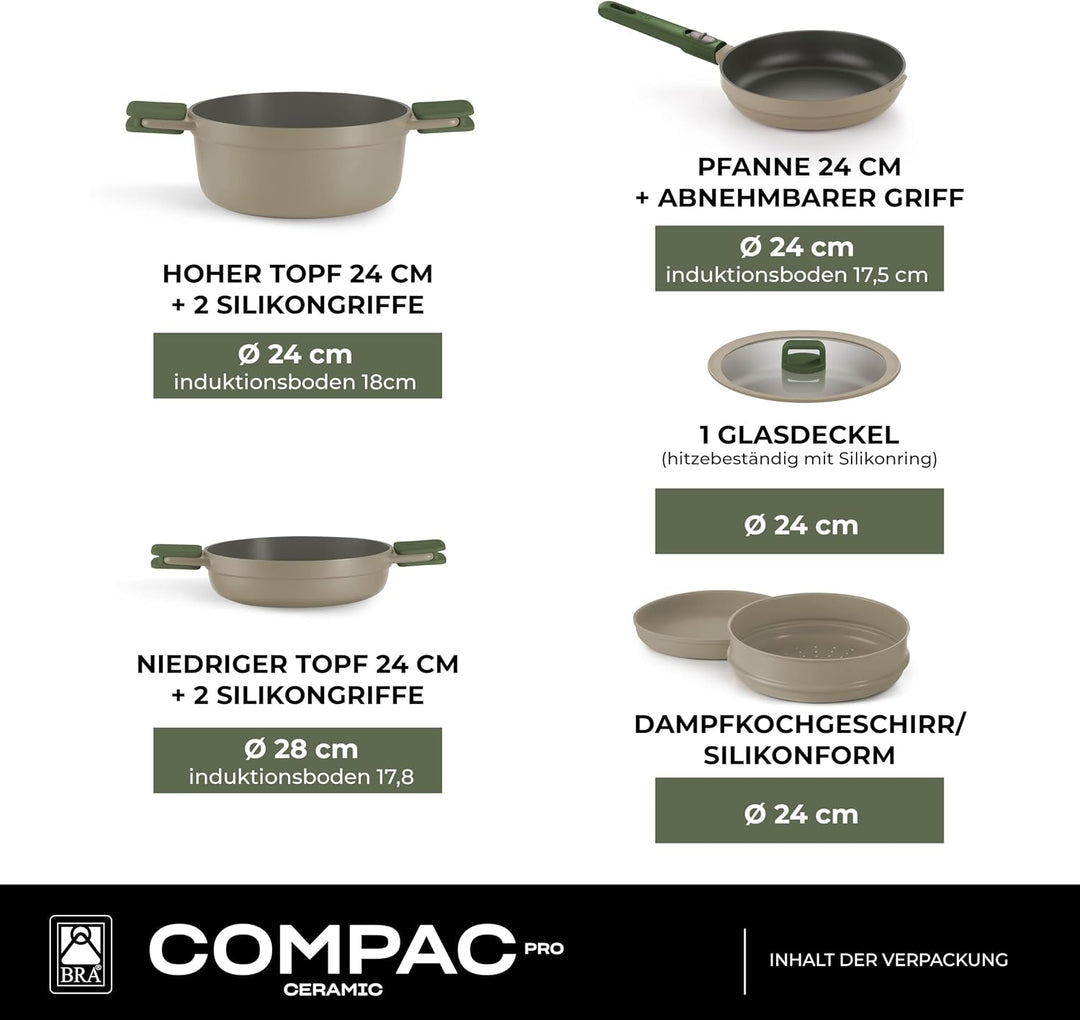 BRA Compac Pro Ceramic | Kochgeschirrset, Aluminiumguss