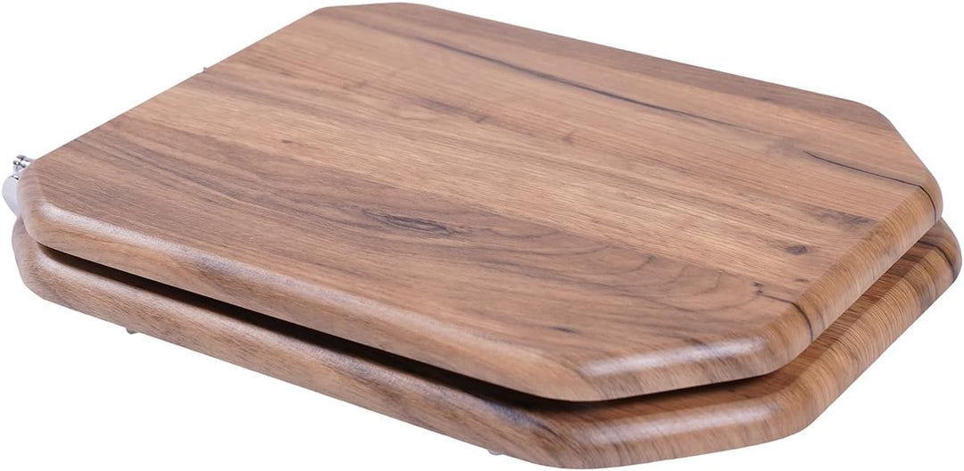 MDF-Toilettensitz, Klodeckel Holz, Premium Quadrat-Förmig Toilettendeckel Mit Soft-Close-Mechanismus