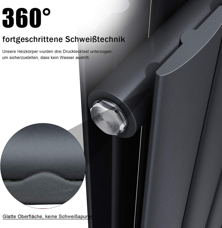 ELEGANT Paneelheizkörper Horizontal 630 x 616 mm Anthrazit Badezimmer/Wohnraum Doppellagig Horizonta