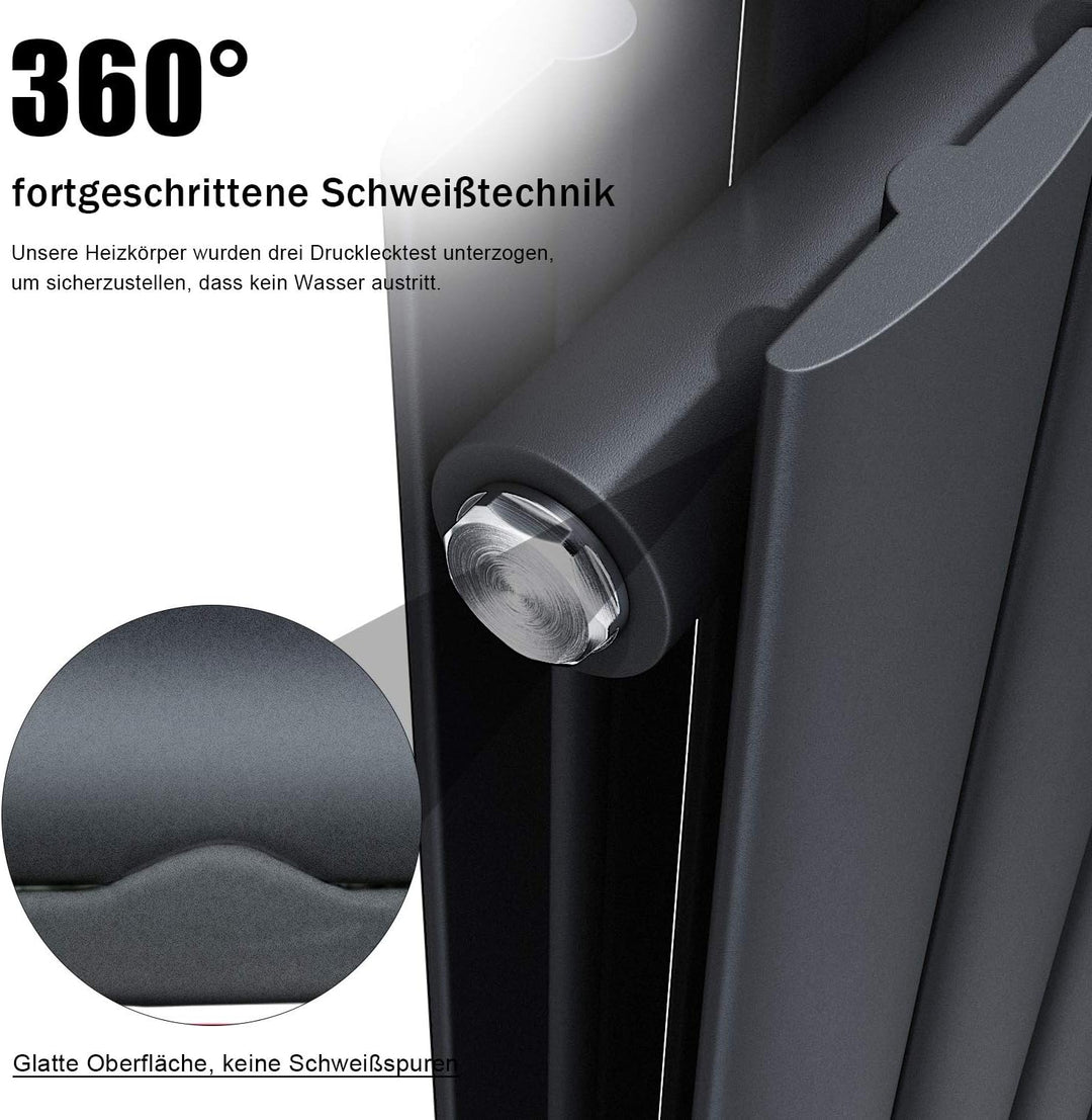 ELEGANT Paneelheizkörper Horizontal 630 x 616 mm Anthrazit Badezimmer/Wohnraum Doppellagig Horizonta