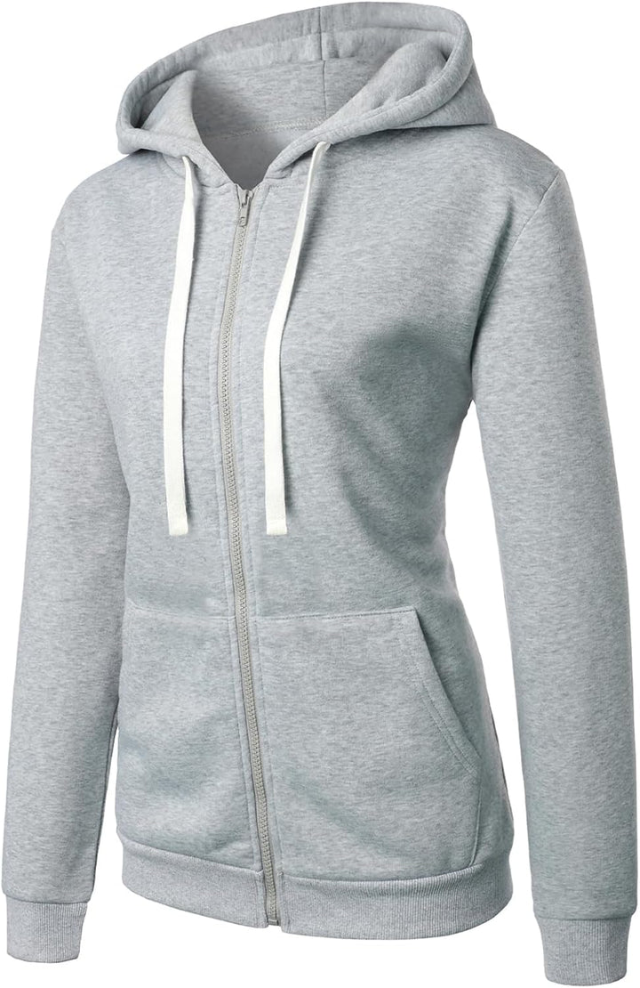 Damen Kapuzenpullover Basic Damen Hoodie mit Reissverschluss Kapuzenpulli Langarm Kapuze Herbst Wint