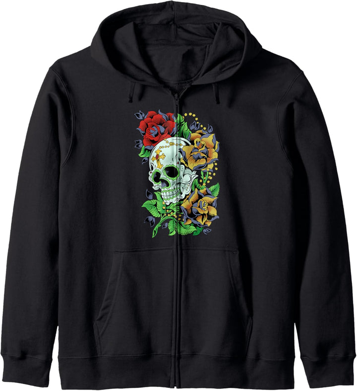 Sugar Skull Blumen Tag der Toten Dia Muertos Tee Geschenk Kapuzenjacke