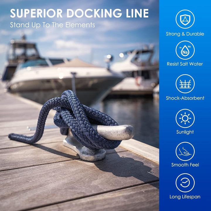BOOMSTART 4 Stück Boot Seil 16mm Festmacherleine mit Auge Nylon Doppelt Geflochten Fenderseil Dock L